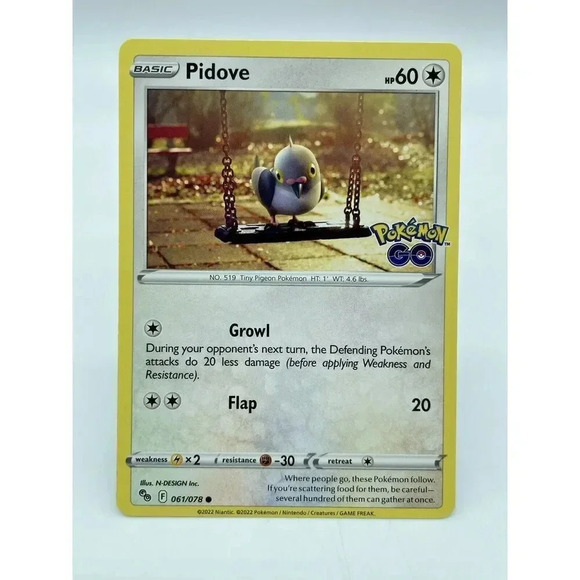 Pidove 61/078 Stamped Pokémon GO Non-Holo Pokémon TCG‎ Mint Unplayed - Picture 1 of 6